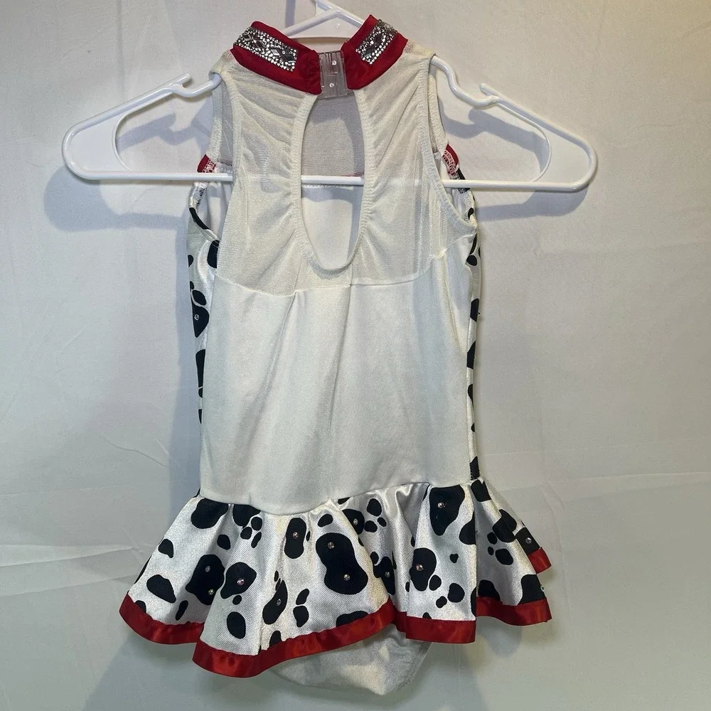 Dansco Dance Costume W/Tutu  Size MC Animal‎ Print Dalmatian Added stoned Medium